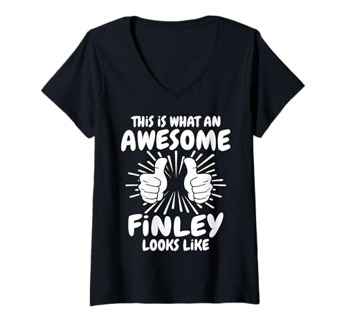 Damen Finley Familienname Finley Nachname Finley T-Shirt mit V-Ausschnitt Damen Finley Familienname Finley Nachname Finley T-Shirt mit V-Ausschnitt von Familie Name Finley Sprüche Herren Damen