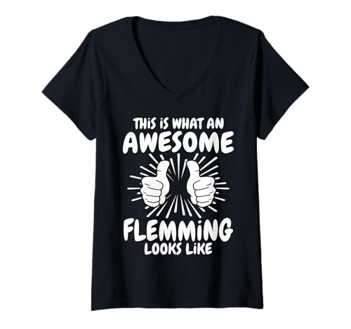 Damen Flemming Familienname Flemming Nachname Flemming T-Shirt mit V-Ausschnitt von Familie Name Flemming Sprüche Herren Damen