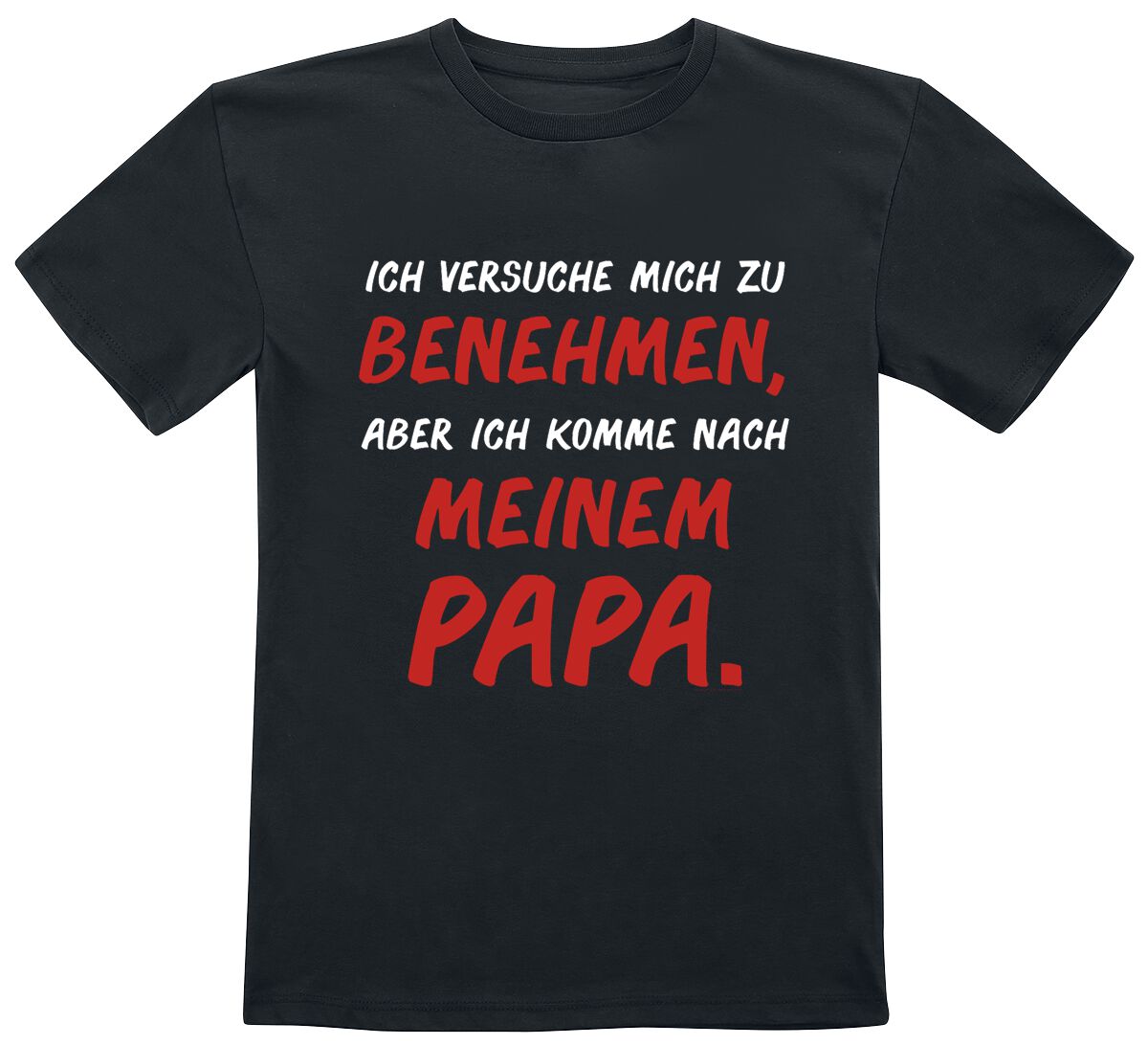 Familie & Freunde Kids - Ich versuche mich zu benehmen... T-Shirt schwarz in 116 von Familie & Freunde