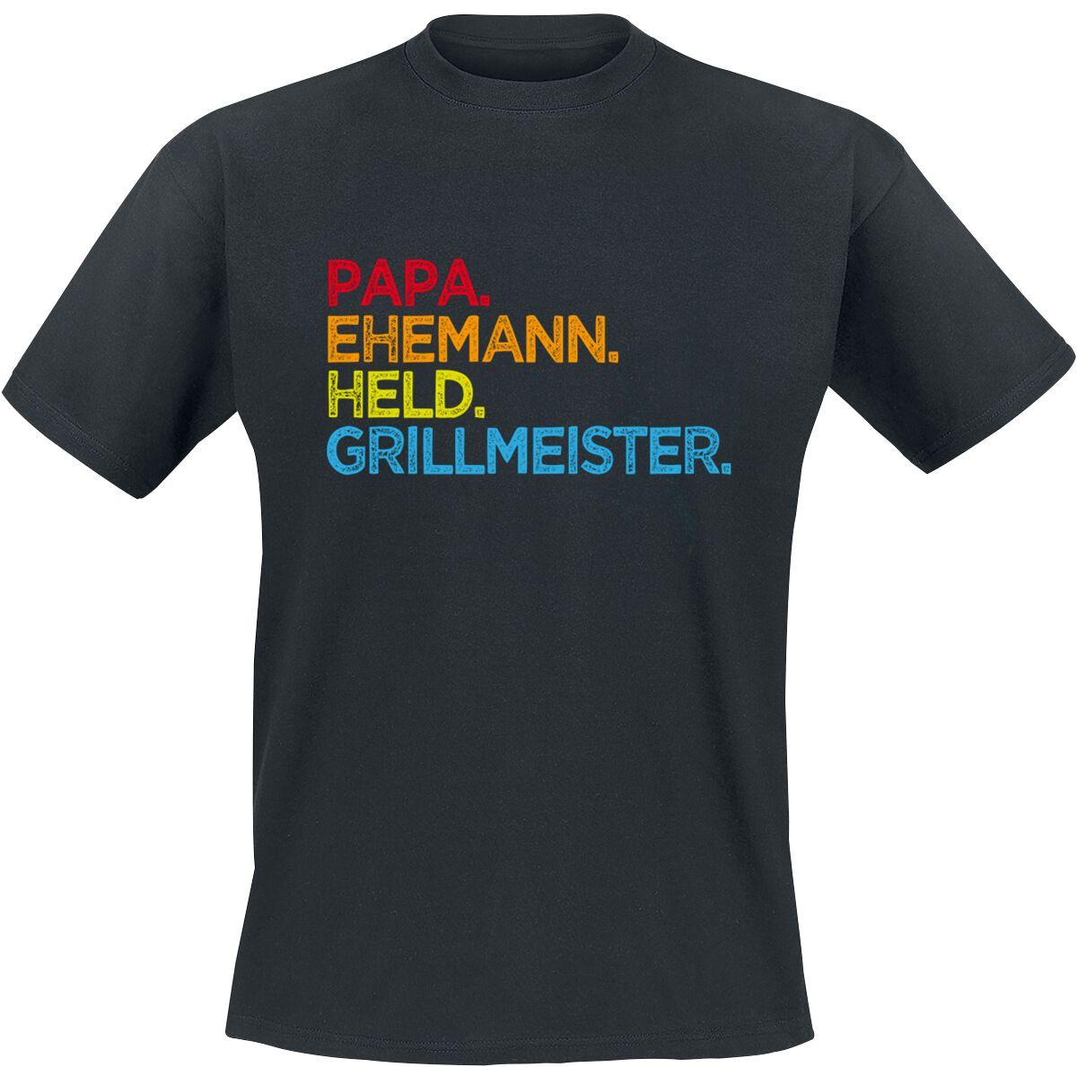 Familie & Freunde T-Shirt - Papa. Ehemann. Held. Grillmeister - S bis 5XL - für Männer - Größe 4XL - schwarz von Familie & Freunde