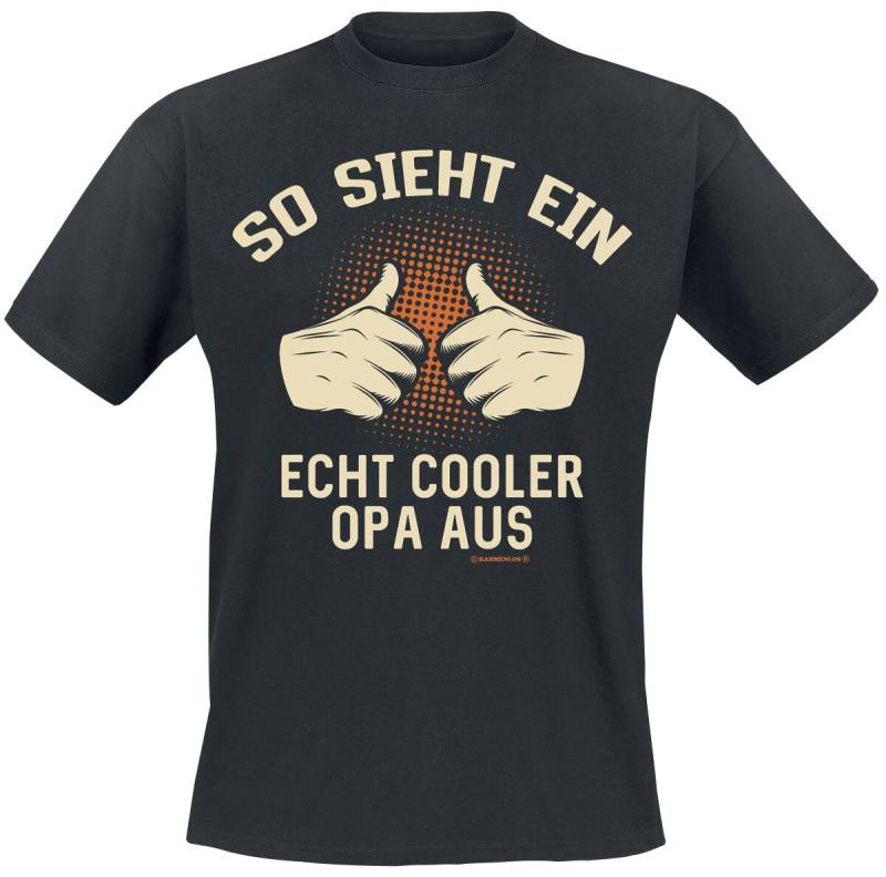 Familie & Freunde T-Shirt - So sieht ein echt cooler Opa aus - M bis 4XL - für Männer - Größe XXL - schwarz von Familie & Freunde