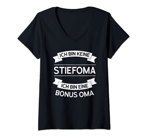 Damen Ich bin ein Bonus Oma-Bonus Oma Familien T-Shirt mit V-Ausschnitt von Familie & Stiefoma Geschenk