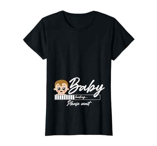 Damen Baby Loading Please Wait Muttertag Familie Werdende Mutter T-Shirt von Familien Schwangerschaft Kinder Baby Fun Geschenke