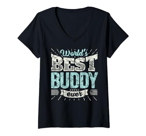 Damen Familien Worlds Best Buddy Ever T-Shirt mit V-Ausschnitt von Familien Worlds Best Buddy Ever