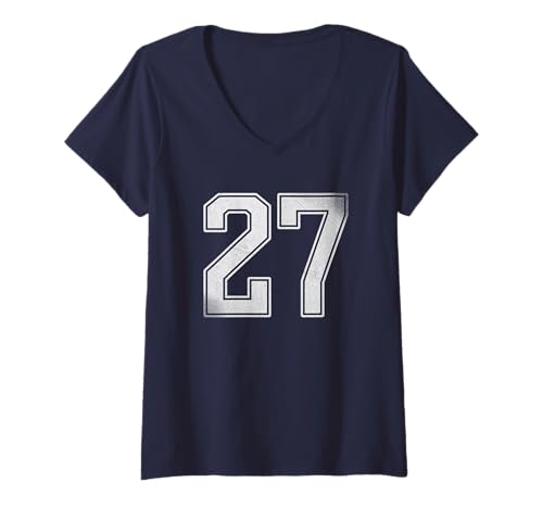 Damen Lustiger 27-Jähriger Geburtstagsfußball T-Shirt mit V-Ausschnitt Damen Lustiger 27-Jähriger Geburtstagsfußball T-Shirt mit V-Ausschnitt von Familien-passendes Geburtstagsdesign für