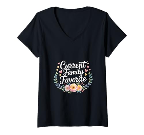 Damen Current Family Favorite Kleinkindkind -Bevorzugung ||- T-Shirt mit V-Ausschnitt von Familienbevorzugismus und Lachen