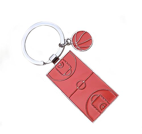 Basketballplatz und Ball Schlüsselanhänger 4,5cm Metall | NBA | BBL | Basket | Korb | Korbball | Liga | Geschenk | Männer | Jungen | Kinder | Basketball von Familienkalender