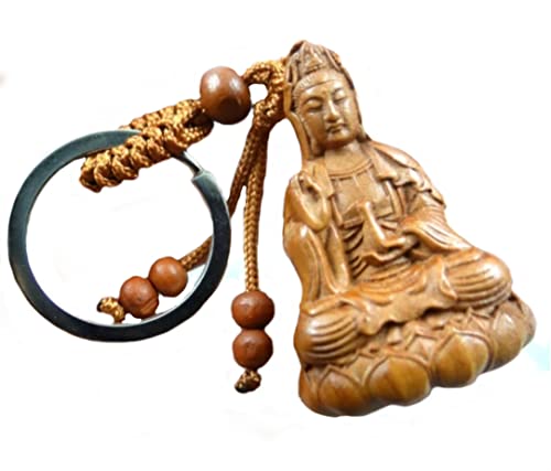 Buddha Guanyin Holz 4cm Schutzengel Schlüsselanhänger | Glück | Schutz | Gesundheit | Himmel | Gott | Geschenk | Männer | Frauen | Damen | Kinder | Jungen | Mädchen | Budda von Familienkalender