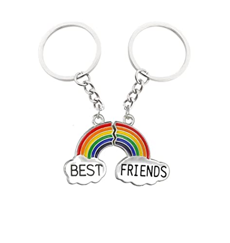 Familienkalender Regenbogen Best Friends Schlüsselanhänger Schlüsselring für Paare oder Freunde/Geliebte im Set | Glück | Geschenk | Jahrestag | Hochzeit | Liebe | Rainbow von Familienkalender