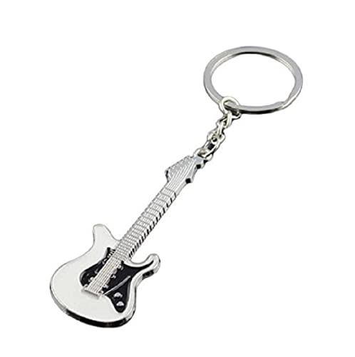 Gitarre Rock E Gitarre Musik Bass Schlüsselanhänger | Geschenk | Männer | Herren | Frauen | Damen | Kinder | Party | Festival | schwarz/Weiss von Familienkalender