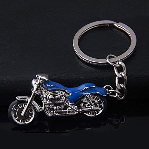 Motorrad Chopper Schlüsselanhänger silberfarben/schwarz Metall Moped | Chopper | Geschenk | Männer | Herren | Damen | Kinder | Jungen | Harley | blau von Familienkalender