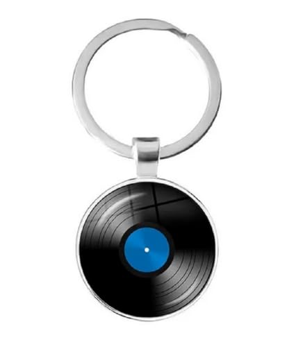 Schallplatte DJ Vinyl Schlüsselanhänger Glas/Metall 3cm | Geschenk | Männer | Herren | Damen | Frauen | Kinder |Discjokey | Disco | Party | Platte von Familienkalender