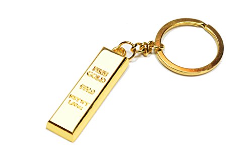Schlüsselanhänger Gold Goldbarren 999er Fine goldfarben (Imitat) | Geschenk | Geld | Männer | Frauen | Damen | Herren | Euro | Kapitalanlage | Fort Nox | Weltbank | Dollar von Familienkalender