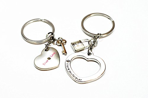 Schlüsselanhänger Herz mit Schloss im Herz mit Schlüssel " I love you forever " Schlüsselring für Paare / Geliebte im Set I love you forever | Glück | Geschenk | Jahrestag | Hochzeit | Liebe von Familienkalender