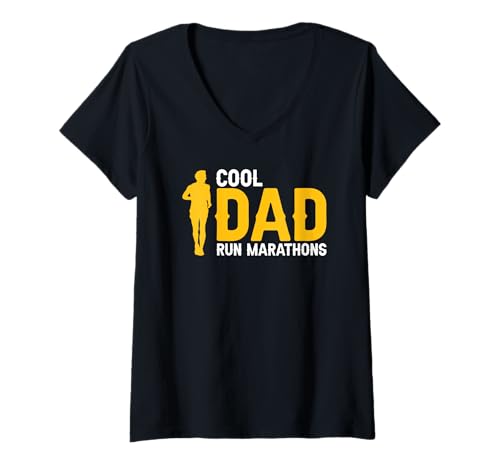 Damen Cooler Vater der täglich Marathons läuft T-Shirt mit V-Ausschnitt Damen Cooler Vater der täglich Marathons läuft T-Shirt mit V-Ausschnitt von Familienläufer und Ausdauerhumor
