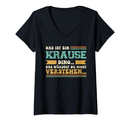 Damen Das ist ein Krause Ding - Spruch für Familie Krause T-Shirt mit V-Ausschnitt Damen Das ist ein Krause Ding - Spruch für Familie Krause T-Shirt mit V-Ausschnitt von Familienname Krause Geschenke Name Nachname