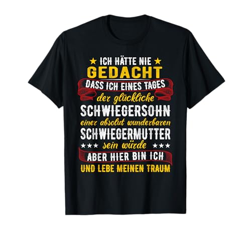 Familienspaß by FrechWitz - Lustiges Schwiegersohn Geschenk Schwiegermutter Spruch T-Shirt Schwarz S U-Ausschnitt Klassische Passform Halbarm Pull-On Polyester 100% Männer von Familienspaß by FrechWitz