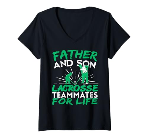 Damen Vater Sohn Lacrosse Teamkameraden fürs Leben T-Shirt mit V-Ausschnitt Damen Vater Sohn Lacrosse Teamkameraden fürs Leben T-Shirt mit V-Ausschnitt von Familiensport Spieler Bindung Fans