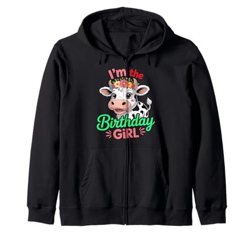 Ich bin das Geburtstagskind Kuh Mutter Mädchen Mama Frau Familie Kuh Kapuzenjacke von Family Birthday Girl's Cow