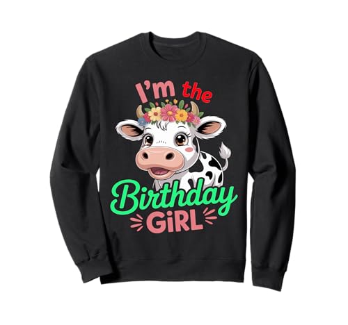 Ich bin das Geburtstagskind Kuh Mutter Mädchen Mama Frau Familie Kuh Sweatshirt von Family Birthday Girl's Cow