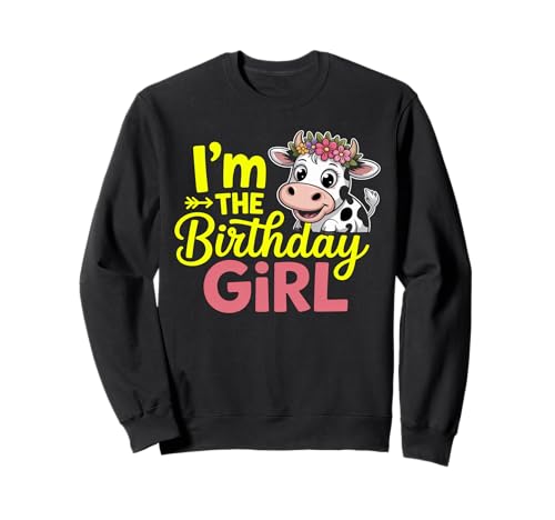Ich bin das Geburtstagskind Kuh Mutter Mädchen Mama Frau Familie Kuh Sweatshirt von Family Birthday Girl's Cow