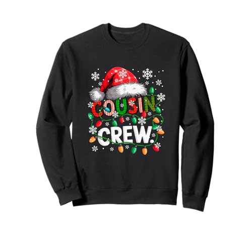 Cousin Crew Santa Xmas Hat Colorful Lights Funny Family Kids Sweatshirt von Family Christmas Costume