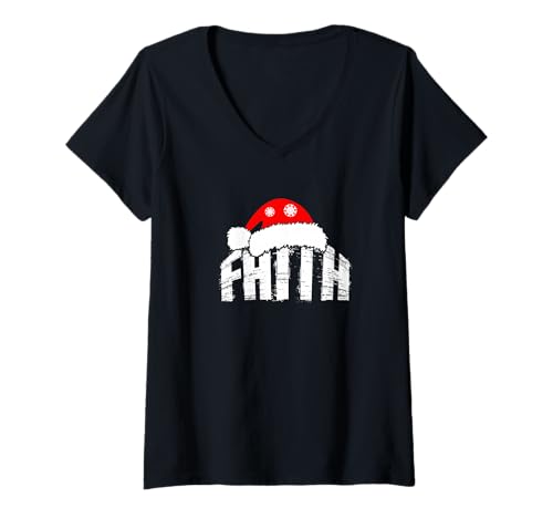 Damen Weihnachtsdesign mit Aufschrift Mummy - Daddy - Flown - Faith T-Shirt mit V-Ausschnitt Damen Weihnachtsdesign mit Aufschrift Mummy - Daddy - Flown - Faith T-Shirt mit V-Ausschnitt von Family Christmas Design - Mummy - Daddy - Faith