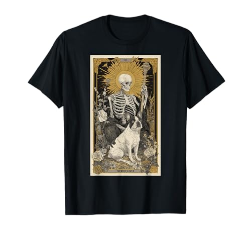 Französische Bulldogge Liebhaber Frenchie Boy Karte Last Minute Halloween T-Shirt von Family Costume Skeleton Tarot Dog Mom Dad Men Cool