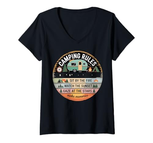 Damen Der Camper's Code T-Shirt mit V-Ausschnitt Damen Der Camper's Code T-Shirt mit V-Ausschnitt von Family Cutey Merch Designs Art