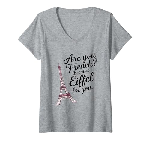 Damen Eine Eiffel-Romanze T-Shirt mit V-Ausschnitt von Family Cutey PH Merch Designs Art, Store