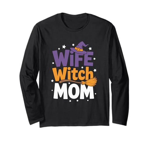 Ehefrau Hexe Mama Lustiges Halloween-Mutterleben Langarmshirt von Family Cutey PH Merch Designs Art, Store