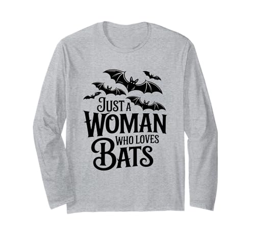 Just A Woman Who Loves Fledermäuse gruseliges Gothic-Design Langarmshirt Just A Woman Who Loves Fledermäuse gruseliges Gothic-Design Langarmshirt von Family Cutey PH Merch Designs Art, Store
