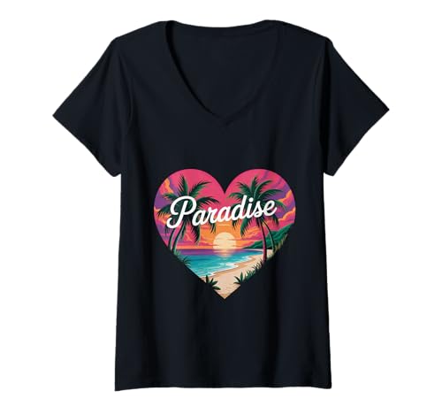 Damen Herz des Paradieses T-Shirt mit V-Ausschnitt Damen Herz des Paradieses T-Shirt mit V-Ausschnitt von Family Cutey PH Merch Designs Art,Store