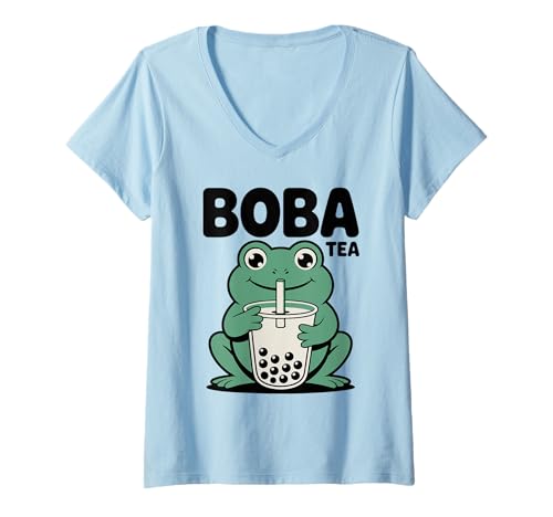 Damen Mein Boba Buddy T-Shirt mit V-Ausschnitt Damen Mein Boba Buddy T-Shirt mit V-Ausschnitt von Family Cutey PH Merch Designs ArtStore