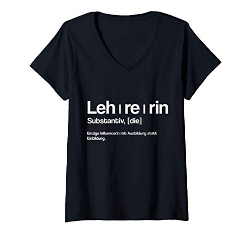 Damen Einzige Influencerin mit Ausbildung. Lehrerin Witziger. T-Shirt mit V-Ausschnitt von Family Designs