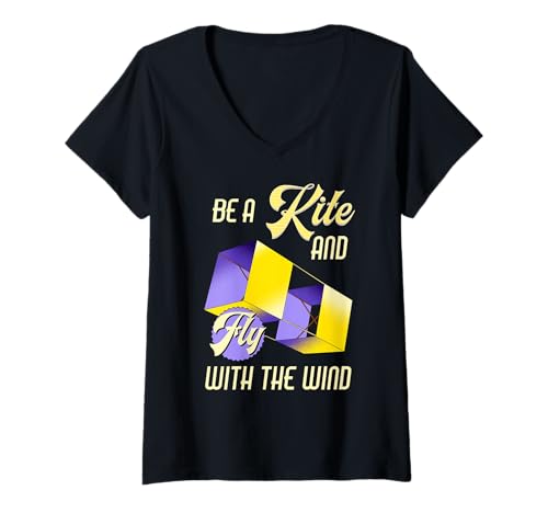 Damen Motivierendes Zitat "Be a Kite and Fly with the Wind" T-Shirt mit V-Ausschnitt Damen Motivierendes Zitat "Be a Kite and Fly with the Wind" T-Shirt mit V-Ausschnitt von Family Flight Kites Outdoor Fun by NLTS