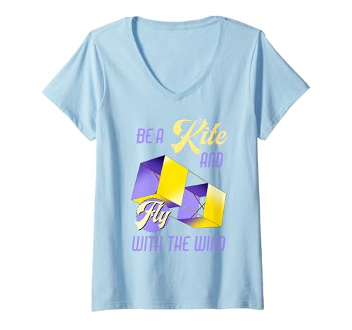 Damen Motivierendes Zitat "Be a Kite and Fly with the Wind" T-Shirt mit V-Ausschnitt Damen Motivierendes Zitat "Be a Kite and Fly with the Wind" T-Shirt mit V-Ausschnitt von Family Flight Kites Outdoor Fun by NLTS