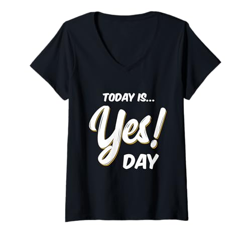 Damen Today is Yes! Day T-Shirt Family Fun Day Erwachsene Kinder T-Shirt mit V-Ausschnitt Damen Today is Yes! Day T-Shirt Family Fun Day Erwachsene Kinder T-Shirt mit V-Ausschnitt von Family Fun Day Tees
