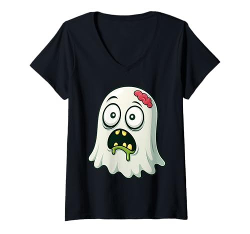 Damen Monster Face Halloween Passendes Kostüm Geist Herren Damen Kind T-Shirt mit V-Ausschnitt von Family Halloween Group Ideas Boys Girls Men Women