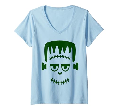 Damen Monstergesicht Halloween Passendes Kostüm Frankenstein Junge Kind T-Shirt mit V-Ausschnitt Damen Monstergesicht Halloween Passendes Kostüm Frankenstein Junge Kind T-Shirt mit V-Ausschnitt von Family Halloween Group Ideas Boys Girls Men Women