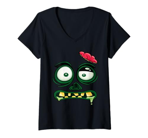 Damen Passendes Halloween-Kostüm Zombie für Herren, Damen und Kinder T-Shirt mit V-Ausschnitt von Family Halloween Group Ideas Boys Girls Men Women