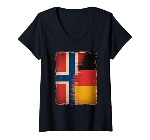 Damen Norwegisches deutsches Erbe T-Shirt mit V-Ausschnitt Damen Norwegisches deutsches Erbe T-Shirt mit V-Ausschnitt von Family Heritage Designs