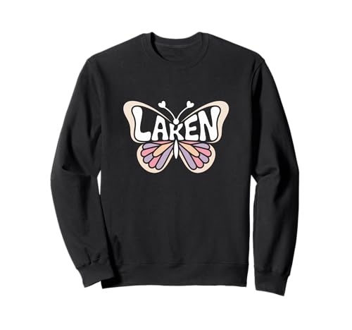 Laken Butterfly – Personalisierte süße Namens-Wortkunst Sweatshirt von Family Heritage Gifts