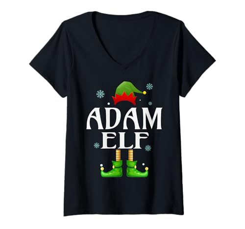 Damen Adam Elf Xmas Funny Herren Familie Matching Christmas ADAM T-Shirt mit V-Ausschnitt von Family Holiday Matching Christmas Elf Gifts.