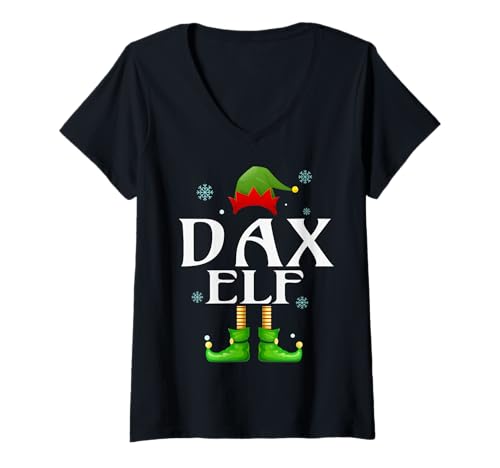 Damen DAX Elf Xmas Lustiges Familienpassendes Weihnachtsfest für Herren DAX T-Shirt mit V-Ausschnitt von Family Holiday Matching Christmas Elf Gifts.