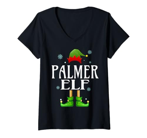 Damen Palmer Weihnachtspalmer mit Elfen-Motiv, lustige Herrenfamilie, passende Weihnachtspalmer T-Shirt mit V-Ausschnitt Damen Palmer Weihnachtspalmer mit Elfen-Motiv, lustige Herrenfamilie, passende Weihnachtspalmer T-Shirt mit V-Ausschnitt von Family Holiday Matching Christmas Elf Gifts.