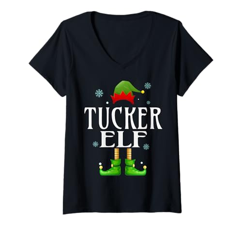 Damen Tucker Elf Xmas Funny Herren Familie Matching Christmas Tucker T-Shirt mit V-Ausschnitt von Family Holiday Matching Christmas Elf Gifts.