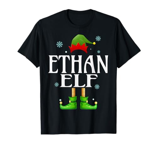 Ethan Elf Xmas Lustiges Familienpassendes Weihnachtsfest für Herren Ethan T-Shirt von Family Holiday Matching Christmas Elf Gifts.