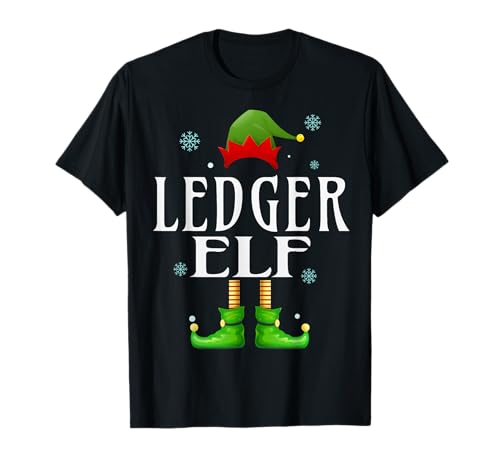 Ledger Elf Xmas Funny Herren Familie Passende Weihnachten Ledger T-Shirt von Family Holiday Matching Christmas Elf Gifts.