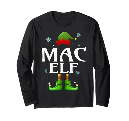 MAC Elf Xmas Lustiges Familienpassendes Weihnachts-MAC für Herren Langarmshirt von Family Holiday Matching Christmas Elf Gifts.